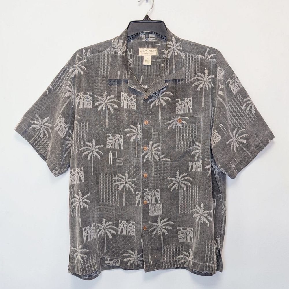Boca Classics 100% Silk Hawaiian Shirt Palm Tree Island Print XL - Picture 12 of 12